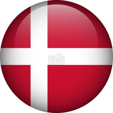 Ilustración de Botón bandera de Dinamarca. Emblema de Dinamarca. Bandera vectorial, símbolo. Colores y proporción correctamente. - Imagen libre de derechos