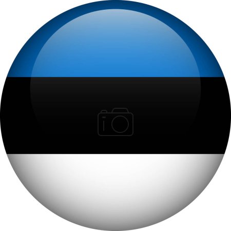 Ilustración de Botón bandera Estonia. Emblema de Estonia. Bandera vectorial, símbolo. Colores y proporción correctamente. - Imagen libre de derechos