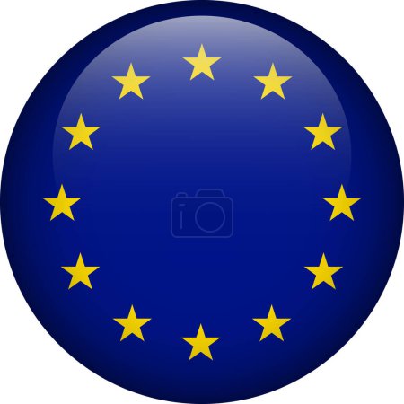 Illustration for Europa flag button. Emblem of European Union. Vector flag, symbol. Colors and proportion correctly. - Royalty Free Image