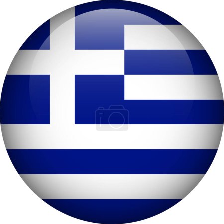 Ilustración de Botón bandera de Grecia. Emblema de Grecia. Bandera vectorial, símbolo. Colores y proporción correctamente. - Imagen libre de derechos