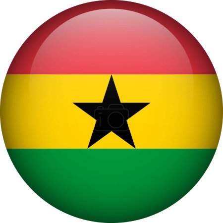 Téléchargez les illustrations : Bouton drapeau du Ghana. Drapeau rond du Ghana. Drapeau vecteur, symbole. Couleurs et proportions correctes. - en licence libre de droit