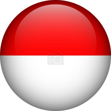 Ilustración de Botón bandera de Indonesia. Emblema de Indonesia. Bandera vectorial, símbolo. Colores y proporción correctamente. - Imagen libre de derechos