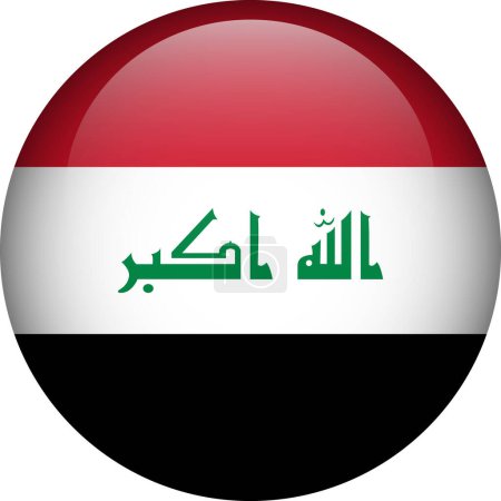 Illustration for Iraq flag button. Emblem of Iraq. Vector flag, symbol. Colors and proportion correctly. - Royalty Free Image