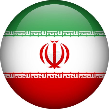Ilustración de Botón bandera de Irán. Emblema de Irán. Bandera vectorial, símbolo. Colores y proporción correctamente. - Imagen libre de derechos