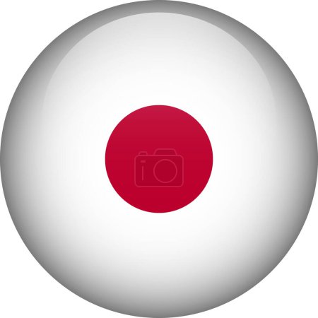 Ilustración de Botón bandera de Japón. Emblema de Japón. Bandera vectorial, símbolo. Colores y proporción correctamente. - Imagen libre de derechos