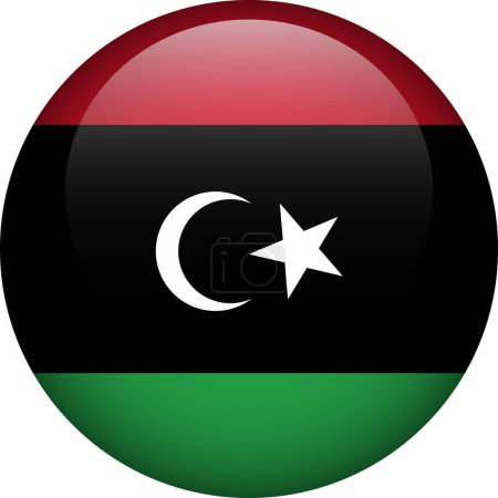 Téléchargez les illustrations : Bouton drapeau libyen. Drapeau rond de Libye. Drapeau vecteur, symbole. Couleurs et proportions correctes. - en licence libre de droit