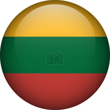Ilustración de Botón bandera de Lituania. Emblema de Lituania. Bandera vectorial, símbolo. Colores y proporción correctamente. - Imagen libre de derechos