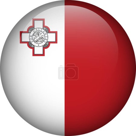 Téléchargez les illustrations : Bouton drapeau Malte. Emblème de Malte. Drapeau vecteur, symbole. Couleurs et proportions correctes. - en licence libre de droit