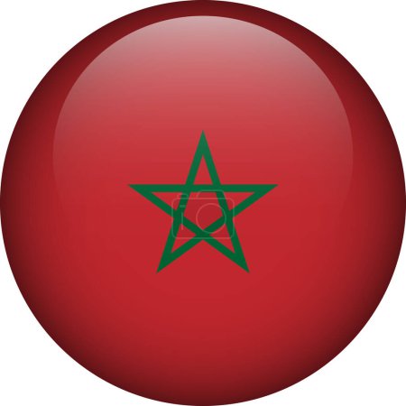 Illustration for Morocco flag button. Emblem of Morocco. Vector flag, symbol. Colors and proportion correctly. - Royalty Free Image