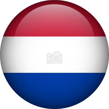 Ilustración de Botón bandera de Holanda. Emblema de Holanda. Bandera vectorial, símbolo. Colores y proporción correctamente. - Imagen libre de derechos
