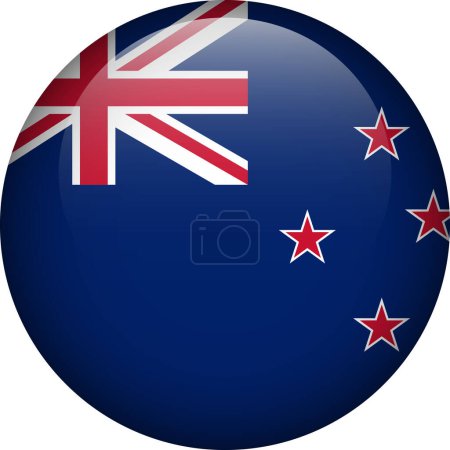 Illustration for New Zealand flag button. Emblem of New Zealand. Vector flag, symbol. Colors and proportion correctly. - Royalty Free Image