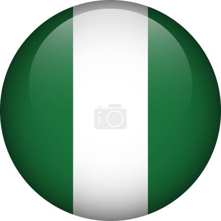 Ilustración de Botón bandera de Nigeria. Emblema de Nigeria. Bandera vectorial, símbolo. Colores y proporción correctamente. - Imagen libre de derechos