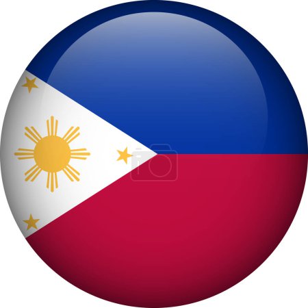 Illustration for Philippines flag button. Emblem of Philippines. Vector flag, symbol. Colors and proportion correctly. - Royalty Free Image