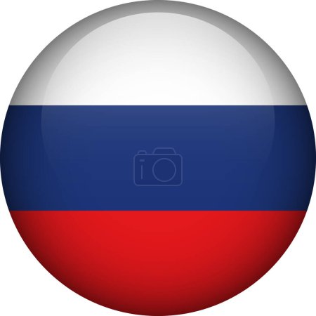 Ilustración de Botón bandera de Rusia. Emblema de Rusia. Bandera vectorial, símbolo. Colores y proporción correctamente. - Imagen libre de derechos