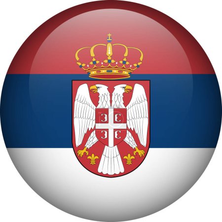 Ilustración de Botón bandera de Serbia. Bandera redonda de Serbia. Bandera vectorial, símbolo. Colores y proporción correctamente. - Imagen libre de derechos