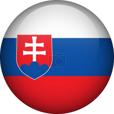 Illustration for Slovakia flag button. Emblem of Slovakia. Vector flag, symbol. Colors and proportion correctly. - Royalty Free Image