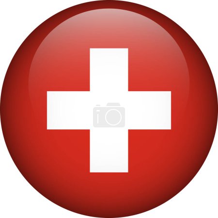 Téléchargez les illustrations : Bouton drapeau Suisse. Emblème de la Suisse. Drapeau vectoriel suisse, symbole. Couleurs et proportions correctes. - en licence libre de droit