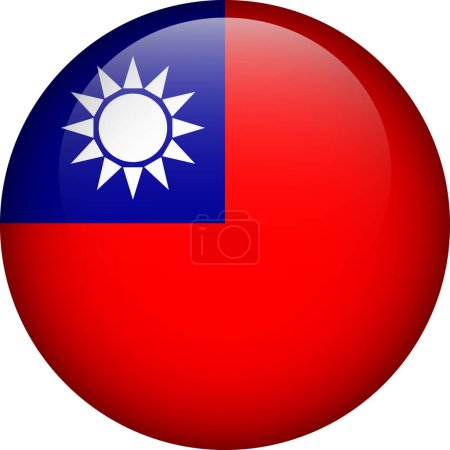 Illustration for Taiwan flag button. Round flag of Taiwan. Vector flag, symbol. Colors and proportion correctly. - Royalty Free Image