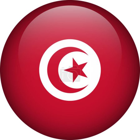 Illustration for Tunisia flag button. Emblem of Tunisia. Vector flag, symbol. Colors and proportion correctly. - Royalty Free Image