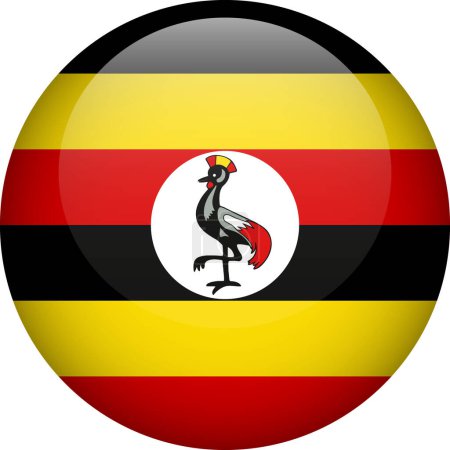 Téléchargez les illustrations : Bouton drapeau Ouganda. Drapeau rond de l'Ouganda. Drapeau vecteur, symbole. Couleurs et proportions correctes. - en licence libre de droit