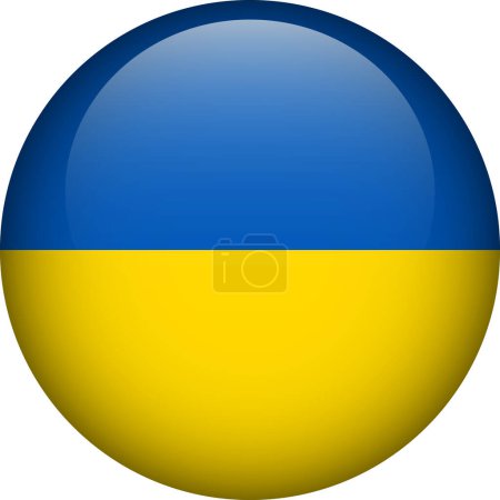 Ilustración de Botón bandera de Ucrania. Emblema de Ucrania. Bandera vectorial, símbolo. Colores y proporción correctamente. - Imagen libre de derechos
