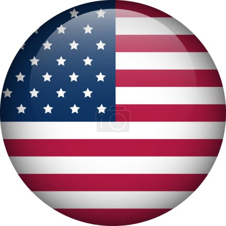 Ilustración de Botón bandera de Estados Unidos. Emblema de Estados Unidos. Bandera vectorial, símbolo. Colores y proporción correctamente. - Imagen libre de derechos
