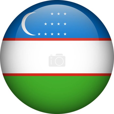 Illustration for Uzbekistan flag button. Round flag of Uzbekistan. Vector flag, symbol. Colors and proportion correctly. - Royalty Free Image