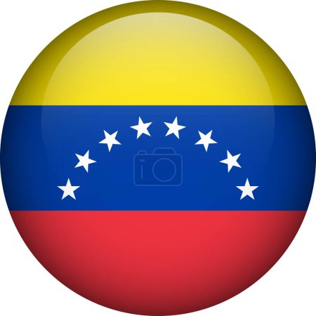 Ilustración de Botón bandera de Venezuela. Emblema de Venezuela. Bandera vectorial, símbolo. Colores y proporción correctamente. - Imagen libre de derechos