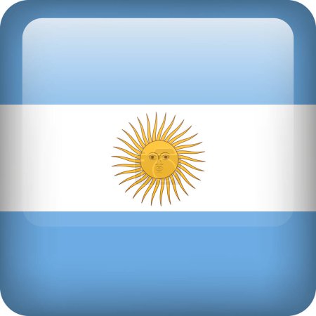Téléchargez les illustrations : Bouton drapeau argentin. Emblème carré de l'Argentine. Drapeau vectoriel argentin, symbole. Couleurs correctement. - en licence libre de droit