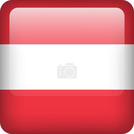 Ilustración de Botón bandera de Austria. Emblema cuadrado de Austria. Vector bandera austriaca, símbolo. Colores y proporción correctamente. - Imagen libre de derechos