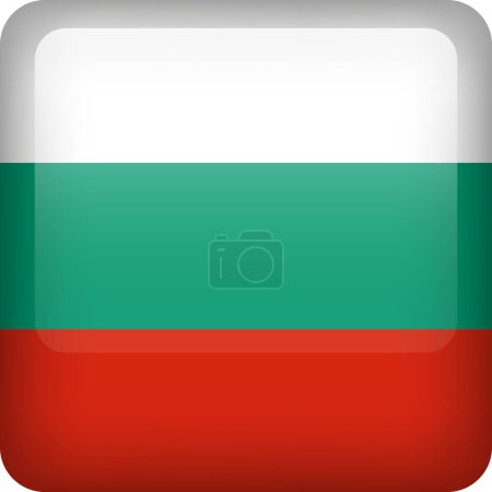 Illustration for Bulgaria flag button. Square emblem of Bulgaria. Vector Bulgarian flag, symbol. Colors and proportion correctly. - Royalty Free Image