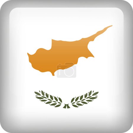 Illustration for 3d vector Cyprus flag glossy button. Cypriot national emblem. Square icon with flag of Cyprus. - Royalty Free Image