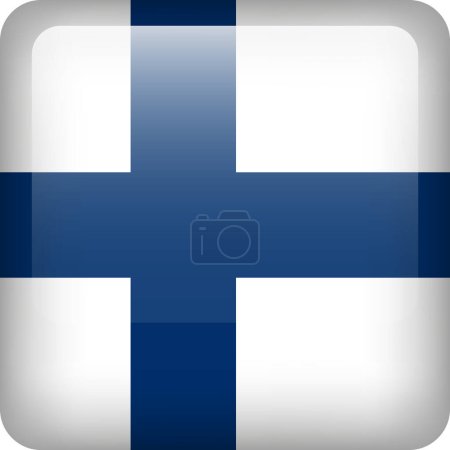 Ilustración de Botón bandera de Finlandia. Emblema cuadrado de Finlandia. Bandera vectorial finlandesa, símbolo. Colores y proporción correctamente. - Imagen libre de derechos