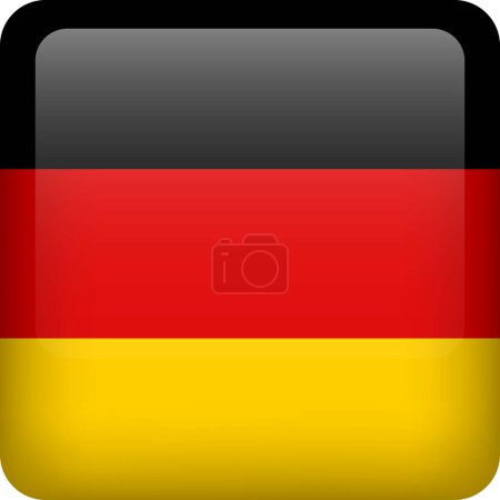 Ilustración de Botón bandera de Alemania. Emblema cuadrado de Alemania. Vector bandera alemana, símbolo. Colores y proporción correctamente. - Imagen libre de derechos