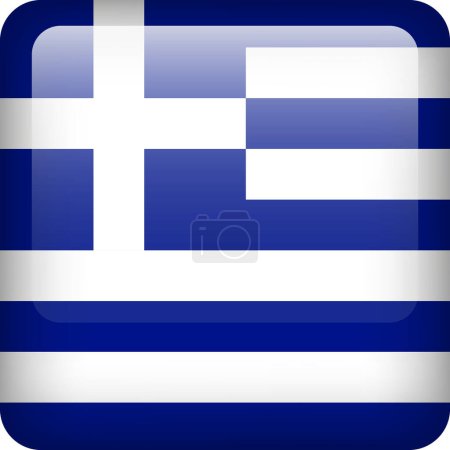 Ilustración de Botón de bandera griega. Emblema cuadrado de Grecia. Vector bandera de Grecia, símbolo. Colores y proporción correctamente. - Imagen libre de derechos