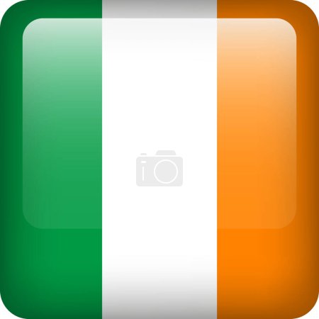 Illustration for Ireland flag button. Square emblem of Ireland. Vector Irish flag, symbol. Colors and proportion correctly. - Royalty Free Image