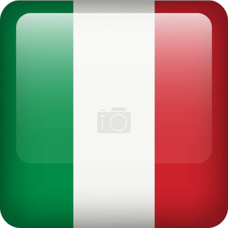 Ilustración de Botón bandera de Italia. Emblema cuadrado de Italia. Vector bandera italiana, símbolo. Colores y proporción correctamente. - Imagen libre de derechos