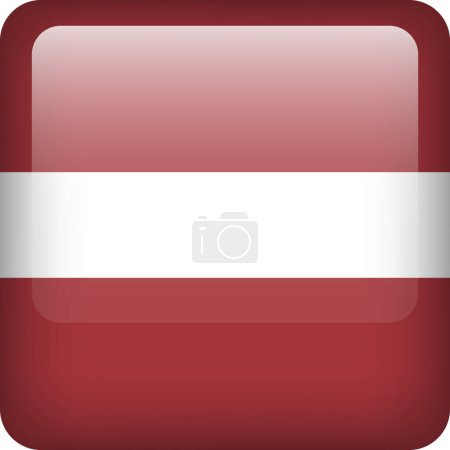 Ilustración de Botón bandera de Letonia. Emblema cuadrado de Letonia. Bandera letona vectorial, símbolo. Colores y proporción correctamente. - Imagen libre de derechos