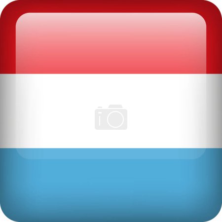 Ilustración de 3d vector Luxemburgo bandera brillante botón. emblema nacional luxemburgués. Icono cuadrado con bandera de Luxemburgo - Imagen libre de derechos
