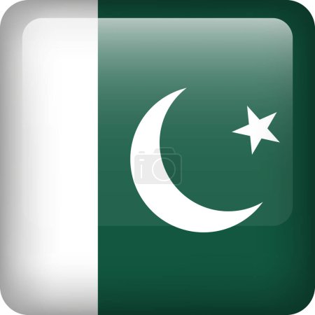 Téléchargez les illustrations : Bouton drapeau du Pakistan. Emblème carré du Pakistan. Drapeau vectoriel Pakistan, symbole. Couleurs correctement. - en licence libre de droit