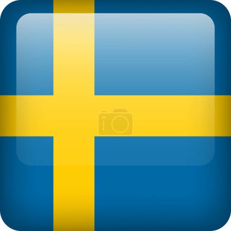 Illustration for Sweden flag button. Square emblem of Sweden. Vector Sweden flag, symbol. Colors correctly. - Royalty Free Image