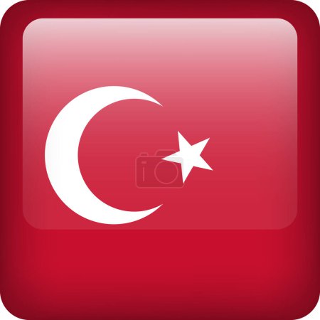 Téléchargez les illustrations : Drapeau Turquie bouton. Emblème carré de la Turquie. Drapeau vectoriel turc, symbole. Couleurs correctement. - en licence libre de droit