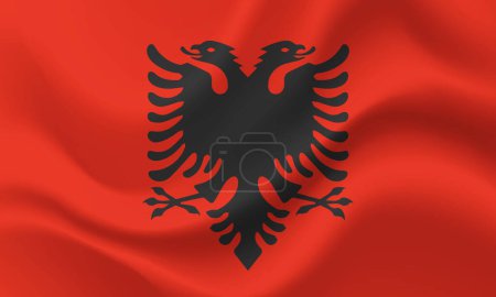Ilustración de Bandera vectorial Albania. Bandera ondeada de Albania. Albania emblema, icono. - Imagen libre de derechos