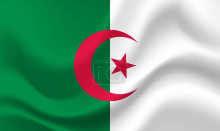 Illustration for Flag of Algeria. Algeria flag illustration. Official colors and proportion. Algeria banner, icon. - Royalty Free Image