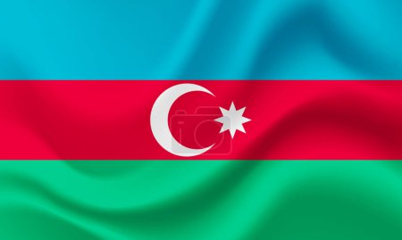 Ilustración de Bandera de Azerbaiyán. Símbolo de Azerbaiyán. Bandera vectorial. Colores y proporción correctamente. Azerbaiyán fondo, símbolo, icono - Imagen libre de derechos