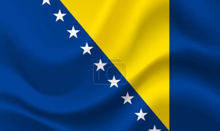 Ilustración de Vector Bandera de Bosnia y Herzegovina. Bandera ondeada de Bosnia y Herzegovina. emblema de Bosnia y Herzegovina, icono. - Imagen libre de derechos