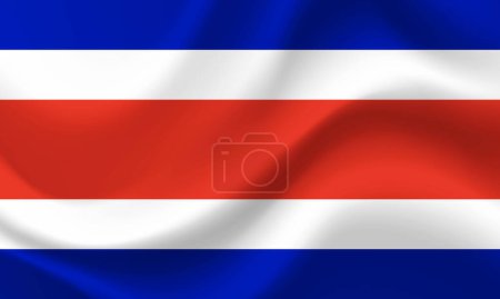 Illustration for Vector Costa Rica flag. Waved Flag of Costa Rica. Emblem, icon. - Royalty Free Image