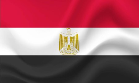Bandera de Egipto. Bandera egipcia. Ilustración de bandera de Egipto. Colores oficiales y proporción. Bandera de Egipto. Símbolo, icono.