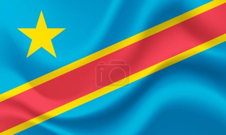 Ilustración de Bandera de la República Democrática del Congo. Bandera ondeada de la RDC. emblema RD Congo, icono. - Imagen libre de derechos