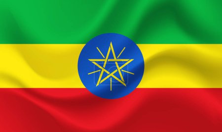 Ilustración de Bandera de Etiopía. Bandera ondeada de Etiopía. emblema etíope, icono. - Imagen libre de derechos